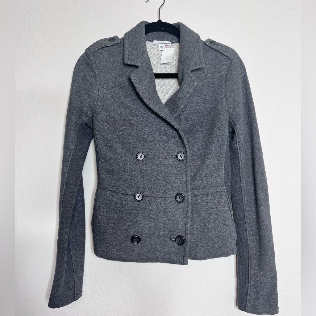 James Perse Jersey Jacket Double Breasted, Grey Size 1/Xs